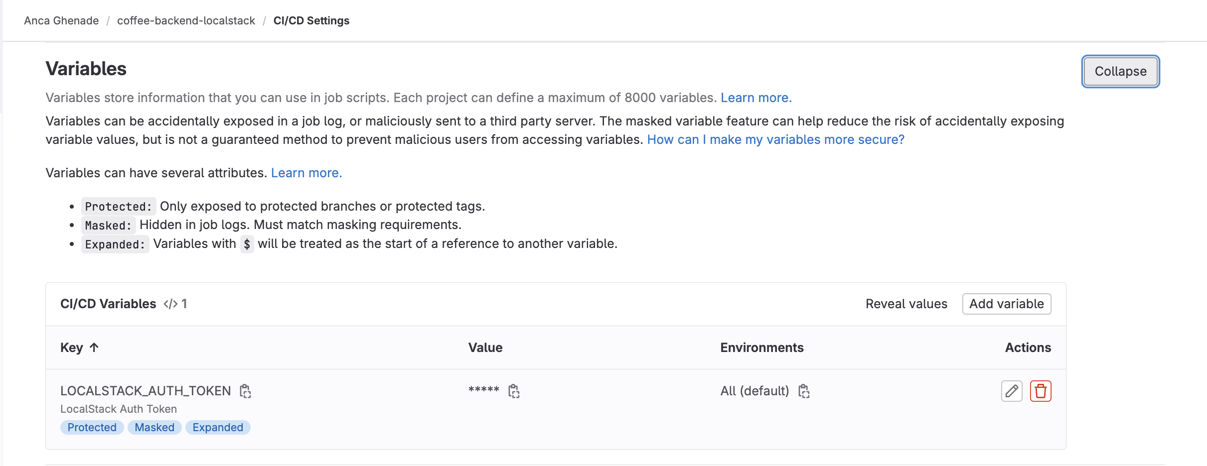 CI variable